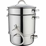 Baumalu 342711, Dampf-Entsafter aus Edelstahl, effektives Drucksystem für 6-7 kg Obst und Gemüse, vielseitig zum Dampfgaren, für alle Herdarten, Durchmesser 28 cm, silberfarben, Silber