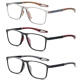 MMOWW 3er-pack Lesebrille Herren Damen Sportliches - Anti-blaue Ultraleicht TR90 Rahmen Computerbrille Arbeits Lesehilfe +1.5