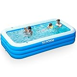 Sloosh Aufblasbarer Swimmingpool mit Sitzen, 304,8 x 182,8 x 55,8 cm, verdickter Aufstellpool für Familien, Planschbecken für Sommer-Wasserpartys im Garten, auf der Terrasse oder dem Rasen, Blau
