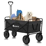 Juskys Bollerwagen 100 kg Tragkraft - Transportwagen faltbar - Einkaufen, Outdoor & Camping - Strandwagen Faltbollerwagen Handwagen Schwarz