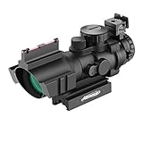 AOMEKIE Zielfernrohr 4x32mm mit Fiberoptic und 22mm/11mm Schiene Airsoft Red Dot Visier Sight Leuchtpunktvisier Rotpunktvisier für Jagd Softair und Armbrust