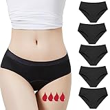 Anntry Damen Perioden Unterwäsche - Waschbar - Baumwolle -Menstruation Unterhosen Postpartum Slips - Mädchen- Menstruationsunterwäsche Starke Blutung - Periodenslips - Absorbierend XS / 3XL (5er Pack)