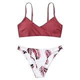 Badeanzug für Damen, sexy Push-Up-Badeanzug mit Blumenmuster, Bohemian-Badeanzug mit Füllung, BH und Slip, Schwarz L