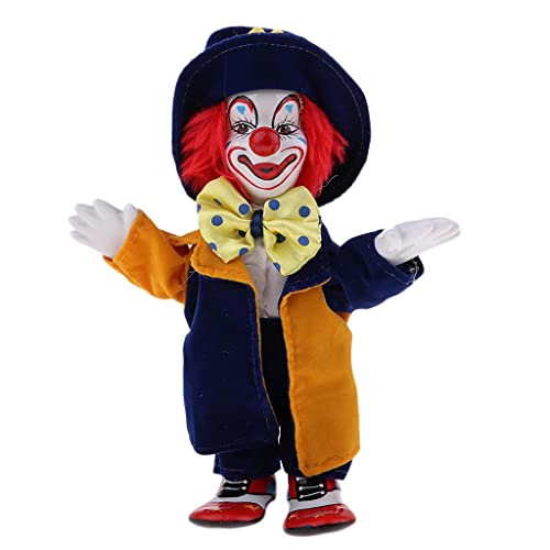 perfk Lustige Clown Porzellan Puppe mit Buntem Kostüm Weihnachts Geschenk Dekor #1