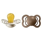 BIBS Supreme Schnuller 2er-Pack, BPA-frei, Symmetrischer Nippel. Naturkautschuk/Latex, Hergestellt in Dänemark. 0-6 Monate (2er Pack), Vanilla/Dark Oak