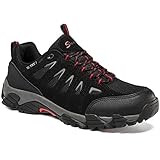 SHULOOK Wanderschuhe Herren Wasserdicht Leichte Outdoor Trekkingschuhe Knöchel Bergschuhe rutschfeste Schuhe Herren Sneaker Ultralight Sportschuhe für Camping, Wandern (Schwarz Rot, Numeric_45)