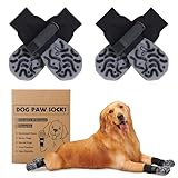 2 Paar Anti-Rutsch-Hundesocken, Weiche Socken für den Pfotenschutz von Hunden mit verstellbarem Klettverschluss für Innenbereich