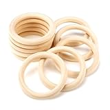 Aililong 10 Stück Beißring Holz, 70mm Holzringe Baby, Holzring für DIY Schmuck Basteln - Naturfarben Ringe für Kinder und Kunsthandwerk