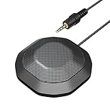 ACAGALA Tragbares 3,5-mm-Stecker-Konferenzmikrofon 360°Omnidirektionaler Kondensator Computer PC-Mikrofon Plug-and-Play-Mikrofon für PC-Laptop-Videokonferenz Chatten Gaming-Aufzeichnung