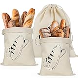 Zimuty 3 Stück Brotbeutel Leinen Ungebleicht, 30 x 34 cm Leinen Brotbeutel, Wiederverwendbar Leinenbeutel für Brot, Brotbeutel Aufbewahrung Frischhalten, Leinen Brotbeutel für Brot, Obst und Gemüse