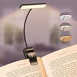 Gritin Leselampe Buch Klemme, USB Wiederaufladbare Buchlampe mit 19 LEDs, 3 Farbtemperatur Modi, Lange Laufzeit, Stufenlose Helligkeit Klemmlampe, 360° Flexibel Klemmleuchte für Nachtlesen ins Bett