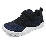 barfußschuhe kinder 25, Barfussschuhe Kinder Breite Barfuss Schuhe Atmungsaktiv Leicht Laufschuhe Junge Mädchen Weich Rutschfest Trekkingschuhe Sneaker Kinderschuhe mit Klettverschluss Schwarz 25