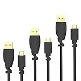 KabelDirekt – Micro USB Kabel – 3x 1m (USB 2.0, Ladekabel, Datenkabel, schwarz) – TOP Series