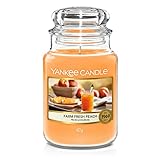 Yankee Candle Farm Fresh Peach Duftkerze, Glas, Orange, Große Kerze im Glas