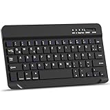 MMK Bluetooth-Tastatur, Deutsches QWERTZ-Layout, Leise Tasten, Mini Wireless Keyboard für iPad 10. Generation/iPad Pro/Air/Mini/10.2'/9.7', iPhone, Android, Windows (Schwarz)
