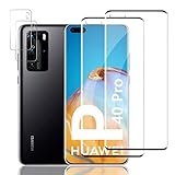 Ryqii 4 Stück Schutzfolie für Huawei P40 Pro 5G Panzer Schutz Glas, 2 Stück Schutzfolie und 2 Stück Kameraschutz, 9H Härte Panzerfolie, HD Displayschutzfolie, für Huawei P40 Pro 5G
