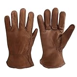OLSON DEEPAK Arbeitshandschuhe aus Leder für Fahrer/Motorrad/Reiten/Hofarbeit/Farm-Weich und perfekte Passform für Herren und Damen (Retro, XL)