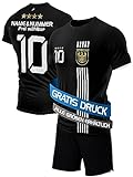 DE FANSHOP Deutschland Trikot EM 2024 Kinder Junge Herren Fußball Trikot Set mit Shorts Schwarz Fussball Shirt mit eigenem Namen Originelle Geschenk