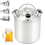Kensbro Bierreinigungsfass 10L, 3 Kopf ReinigungsbehäLter mit Deckel, Edelstahl Bier Reinigungsfass Geeignet für Fassspeere vom Typ A und S, Reinigungsgerät Bierreinigungsfass für Bierzapfanlage