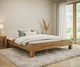 skølm Floki Bett 180x200 cm aus Massivholz – Haupt- oder Gästebett, Doppelbett aus Eiche, Natur geöltes Holzbett, Bettgestell aus Holz ohne Kopfteil, Bed