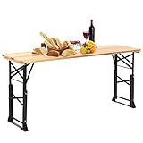 COSTWAY Bierzelttisch höhenverstellbar, klappbarer Biertisch mit Schirmloch, 168,5 cm Langer Buffettisch, Partytisch, Klapptisch für Garten, Party, Hinterhof
