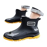 Gummistiefel Damen 42 Regenschuhe Wasserdicht Modische Regenstiefel für Männer und Frauen, rutschfeste Regenschuhe für die Arbeit im Freien, Angeln, Reisen Damenschuhe Schwarz Elegant (Yellow, 37)