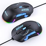 MKESPN Gaming-Maus, 12800 DPI10 Taste, linke Hand, zweihändige Spielmaus, benutzerdefiniertes Makro und RGB-Hintergrundbeleuchtung für PC/Mac/Laptop