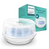 Philips Avent SCF281/02 Mikrowellen Sterilisator, Dampf-Sterilisator für bis zu 4 Babyflaschen, Schnuller und Zubehör weiß 1 Stück (1er Pack)