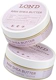 LOND Cosmetics 100% Bio Sheabutter 360ml | Unraffiniert, Natürlich, Rein, Vegan, Handgefertigt in Ghana, Afrika | Extra Virgin, Elfenbeinfarben, Ideal für alle Hauttypen, 2x180ml