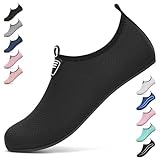 BARFULKER Badeschuhe Damen Herren Wasserschuhe Neoprenschuhe Strandschuhe Aquaschuhe Surfschuhe Schwimmschuhe Wassersportschuhe Barfuß Schuhe Leicht Hausschuhe. Schwarz,40 EU