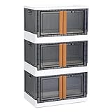 HAIXIN große Aufbewahrungsbox mit Deckel, 72L 3er-Pack Boxen aufbewahrung ordnungsboxen storage boxes Kisten, kunststoffbox plastikbox stapelkisten lagerboxen mit Rädern durchsichtig