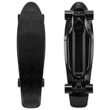Arrow Board - 22 und 27 Zoll Skateboard, KMX Mini Cruiser Skateboard für Kinder, Jugendliche und Erwachsene, Retro Stil Penny Board (27 Zoll Alles Schwarz)