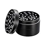 OnAir® Eat-Sleep-Smoke-Repeat Grinder 4-teilig; Crusher mit Sieb und Schaber; 50 mm Schwarz (Schwarz)