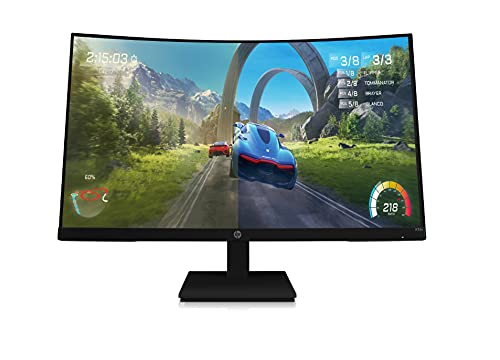 HP X32c Gaming Monitor - 32 Zoll Bildschirm, FHD 1920 x 1080, VA 1500R Curved Display, 165Hz, 1ms Reaktionszeit, VESA Mount 100 x 100mm, AMD FreeSync Premium, HDMI, Displayport, Eyesafe Technology