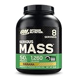 Optimum Nutrition Serious Mass hochkalorisches Proteinpulver für Masseaufbau mit 25 Vitaminen und Mineralien, Kreatinmonohydrat und Glutamin, Bananengeschmack, 8 Portionen, 2,73 kg