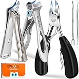 Profi Nagelknipser Fußnägel, DRMODE Zehen Nagelknipser Groß für Senioren Dicke Näge mit Breiter Öffnung, Scharfer Nagelzwicker Nail clipper Langer Griff mit Schräg Gebogener Klinge