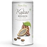 Kakaobohnen Criollo (Bio Roh Vegan) Ganze Kakao-Bohnen Ungeröstet - Als Toppings für Porridge, Backfeste Schokodrops oder zum Knabbern - Theobroma Cacao Organic Raw Whole Cocoa Beans | PureRaw 250g