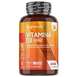 Vitamin D3 Tabletten - 2000 I.E. (1 Tablette/ 2 Tage) - 400 Stück reines Cholecalciferol - Sonnenvitamin D3 für Jung & Alt - Natürliche Inhaltsstoffe - Für Knochen, Zähne, Muskeln & das Immunsystem