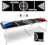 Stagecaptain Beer Pong Tisch “Basic” - Stabiler Klapptisch aus Alu - Melamin-beschichtete MDF-Platte (5 mm) - Inklusive 90 Becher und 6 Bälle - Schnell aufgebaut und kompakt beim Transport