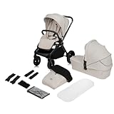 LIONELO MIKA PLUS 2-in-1 Buggy 0-48 Monate bis 22 kg Babywanne bis 9 kg, Rückenlehne und Füße verstellbar, AiryDots,Dämpfung, 360° drehbare PU-Räder, XXL-Verdeck