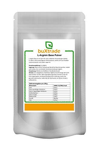 1 kg L-Arginin Base Pulver | reine Aminosäure | Hochdosiert | Nahrungsergänzungsmittel | Ohne Zusatz | Buxtrade