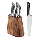 Tefal Jamie Oliver by K267S7 7-teiliger Messerblock, 6 Küchenmesser + Holz, hohe Schneideleistung, unverwechselbares Design, widerstandsfähige und langlebige Klingen, Braun/Schwarz