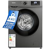 Bomann® Waschmaschine 8kg | max. 1400 U/min | 10 Jahre Motor-Garantie | robuster, leiser & langlebiger Invertermotor | 15 Waschprogramme | LED-Display | mit Dampffunkt. | WA 7185 Titan - Schwarz