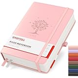 Smarpau Notizbuch A5 Liniert, Hardcover mit100gsm 320 Seiten Dickes Tintenfestes Papie, Tagebuch Leder, Notizblock für Erwachsene Arbeit, Schreiben, Notizen, Lernen, Reisen, 14.5 x 21 cm-Rosa