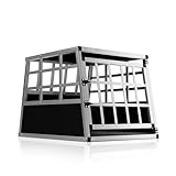 CADOCA® Hundetransportbox Aluminium Hundebox Kofferraum robust verschließbar trapezförmig M 54x70x51cm Reisebox Autobox Tiertransportbox