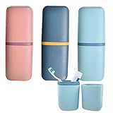 YZDZSW Zahnbürsten Etui Reise Set, 3 Stück Zahnbürsten Etui Reisen Zahnbürstenbox, Tragbare Zahnputzbecher Reisen Zahnbürste Case Zahnbürstenhalter für Reisen Camping Schule