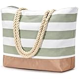 oscaurt Strandtasche Tote Bag mit Reißverschluss Große Shopper Tasche Wasserdicht Strandtasche XXL Badetasche Reisetasche Damen Umhängetasche Korbtasche Geschenke für Frauen