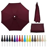 2.5m/8.2ft Gartenschirm Überdachung Abdeckung, Regenschirm Ersatzabdeckung, Sonnenschirm Ersatz Baldachin mit 8 Rippen, Wasserdichtes, für Ampelschirm, Hof, Garten, Strand(Dark Red)