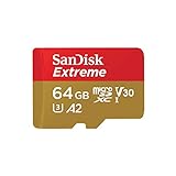 SanDisk Extreme microSDXC UHS-I Speicherkarte 64 GB + Adapter (Für Smartphones, Actionkameras und Drohnen, A2, C10, V30, U3, 170 MB/s Übertragung, RescuePRO Deluxe)