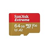 SanDisk Extreme microSDXC UHS-I Speicherkarte 64 GB + Adapter (Für Smartphones, Actionkameras und Drohnen, A2, C10, V30, U3, 170 MB/s Übertragung, RescuePRO Deluxe)